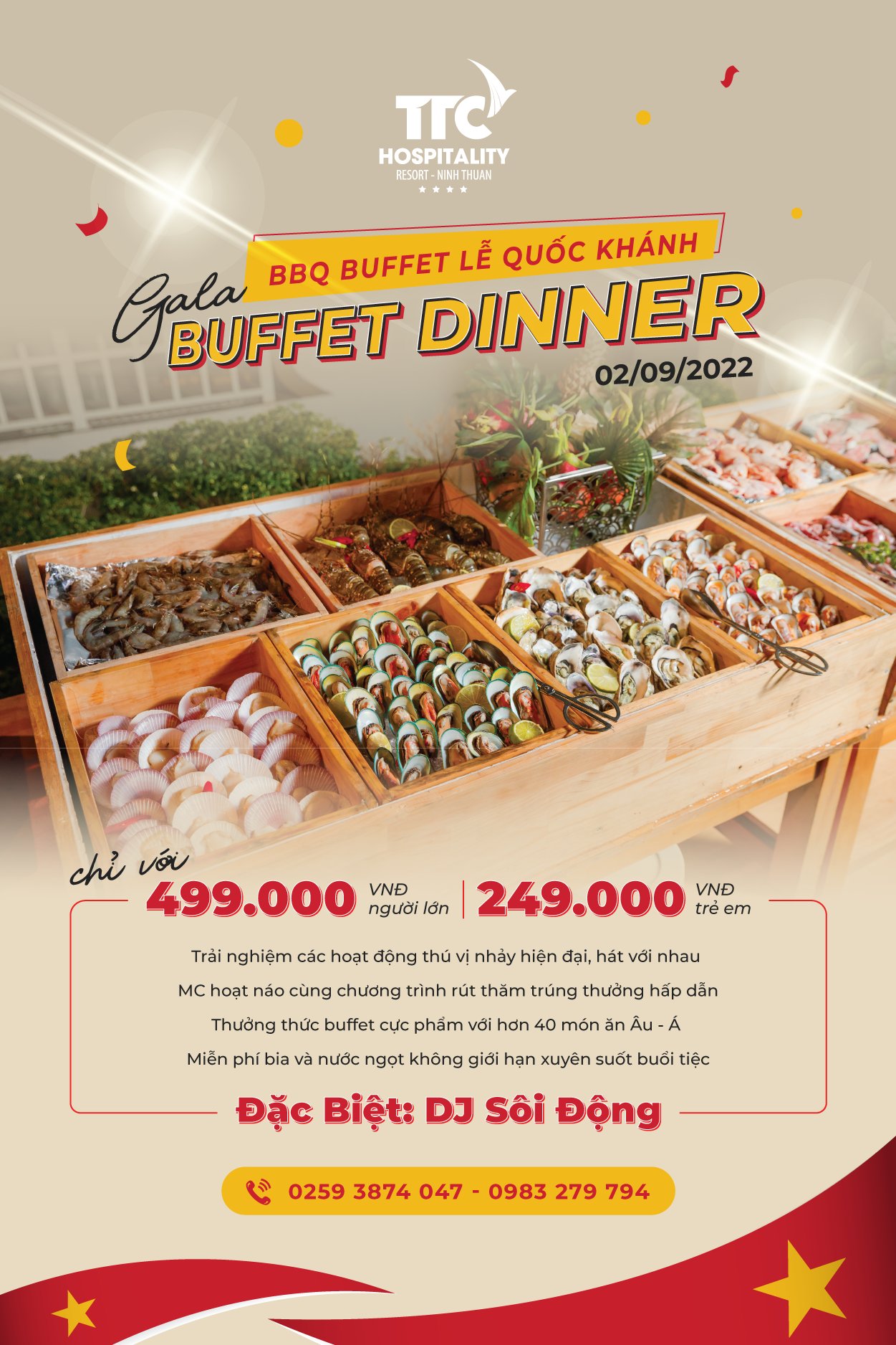 Đại tiệc Buffet mừng Lễ Quốc Khánh 2-9 tại TTC Resort