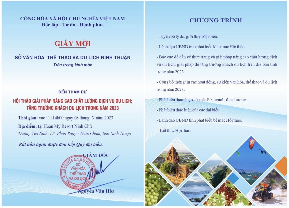 Ninh Thuận tổ chức Hội thảo giải pháp nâng cao chất lượng dịch vụ du lịch; Tăng trưởng khách du lịch trong năm 2023
