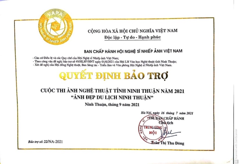 Cuộc thi và triển lãm “Ảnh đẹp du lịch Ninh Thuận” năm 2021: Hội Nghệ sĩ Nhiếp ảnh Việt Nam quyết định bảo trợ cho Cuộc thi